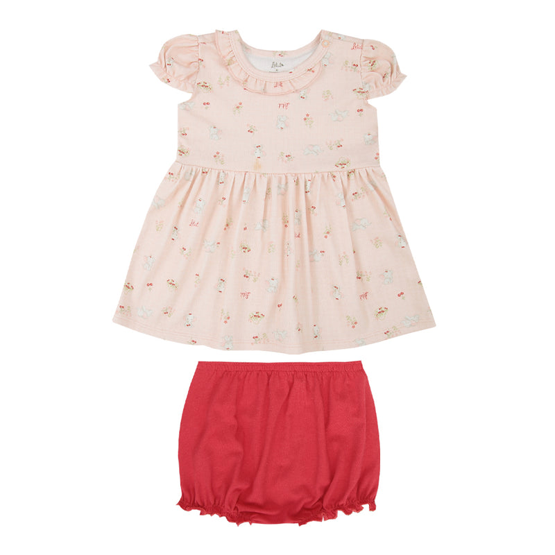 Vestido Infantil Feminino Suedine com Manga Balonê e Shortinho Tapa-Fralda - Image 2