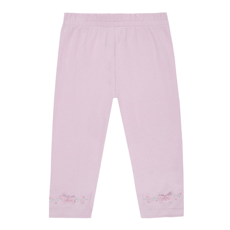 Calça Infantil Feminina Malha Conforto com Bordado Floral e Cós Elástico - Image 2