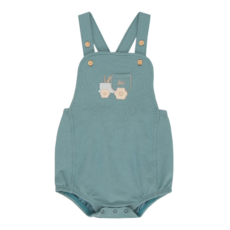 Macacão Curto Infantil Molecotton com Alças Reguláveis e Bordado de Tratorzinho - Image 2
