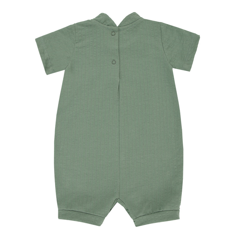 Macacão Curto Bebê Tricô Canelado com Bordado e Pregas Decorativas - Image 5
