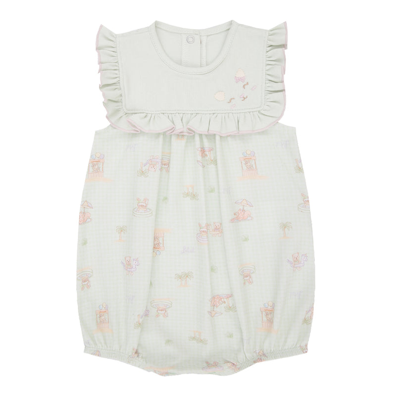 Macacão Curto Bebê Feminino Malha Conforto com Babado Frufru e Bordado - Image 5