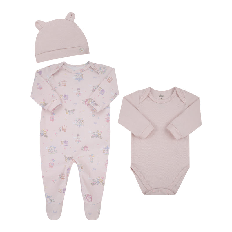 Kit Bebê Prematuro Malha Conforto com Macacão Pezinho, Body e Touca Orelhinhas - Image 2