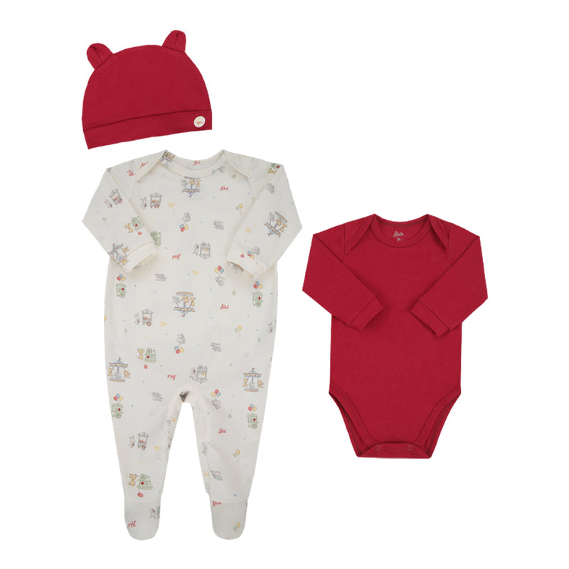 Kit Bebê Prematuro Malha Conforto com Macacão Pezinho, Body e Touca Orelhinhas - Image 8