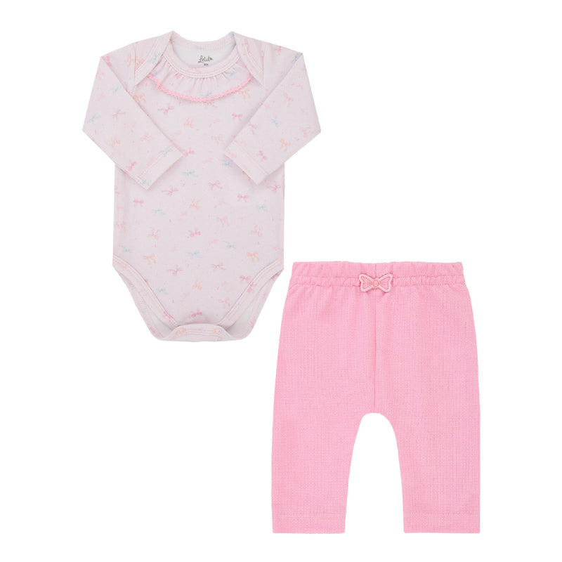 Conjunto Baby Feminino Body em malha conforto de algodão e Calça com Bordado no Bumbum Letut - Image 2