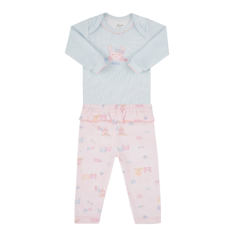 Conjunto Baby Feminino Malha Canelada com Transpasse e Calça com Babado Frufru - Image 5