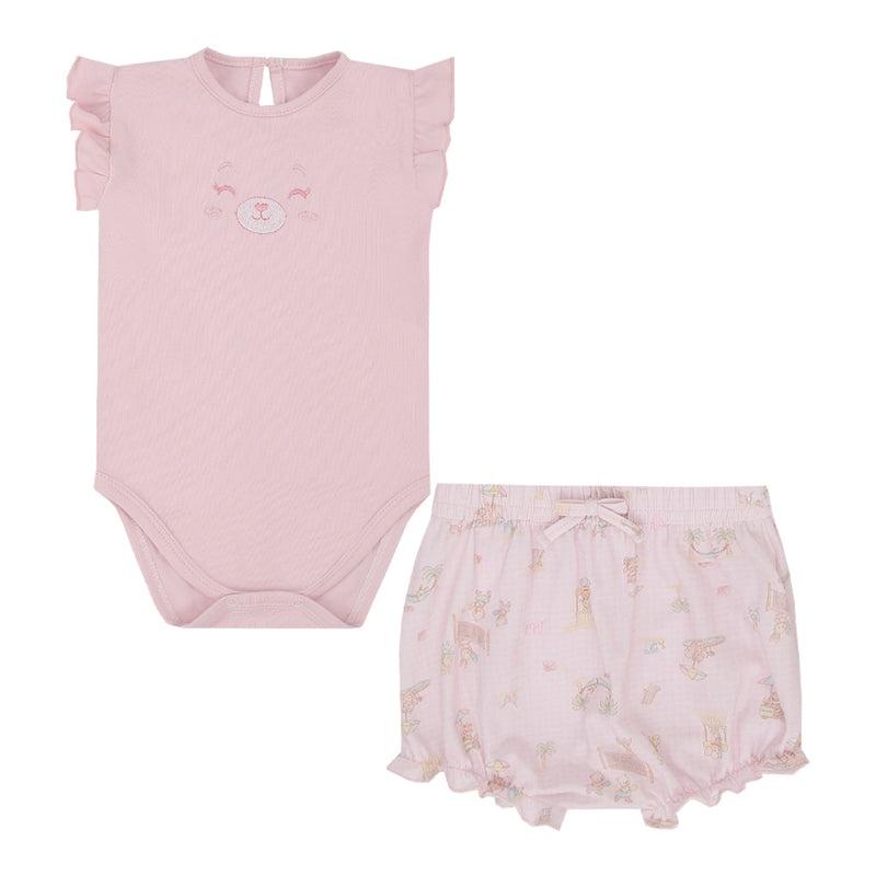 Conjunto Baby Feminino Body Bordado com Shorts Estampado Letut - Image 2