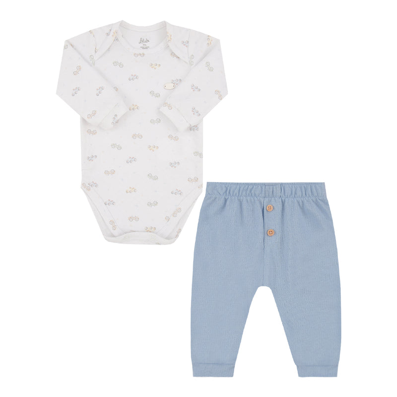 Conjunto Bebê Menino Body Manga Longa e Calça Estampa de Carrinhos Letut - Image 2