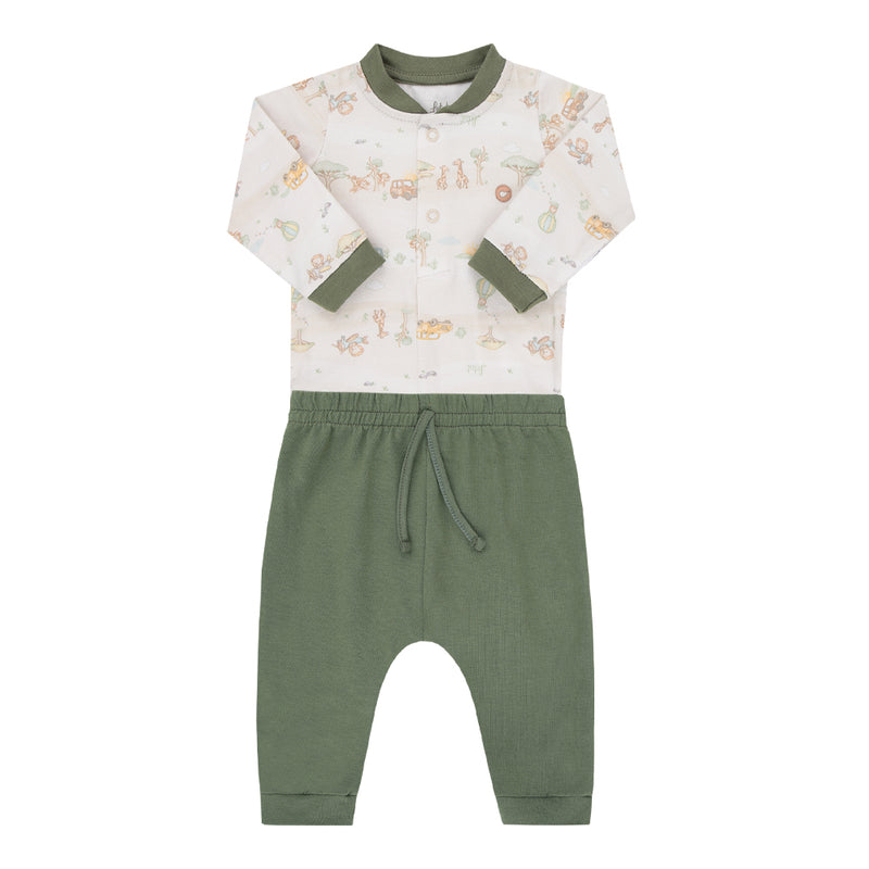 Conjunto Bebê Masculino Malha Conforto Body Safari com Bordado e Calça - Image 5