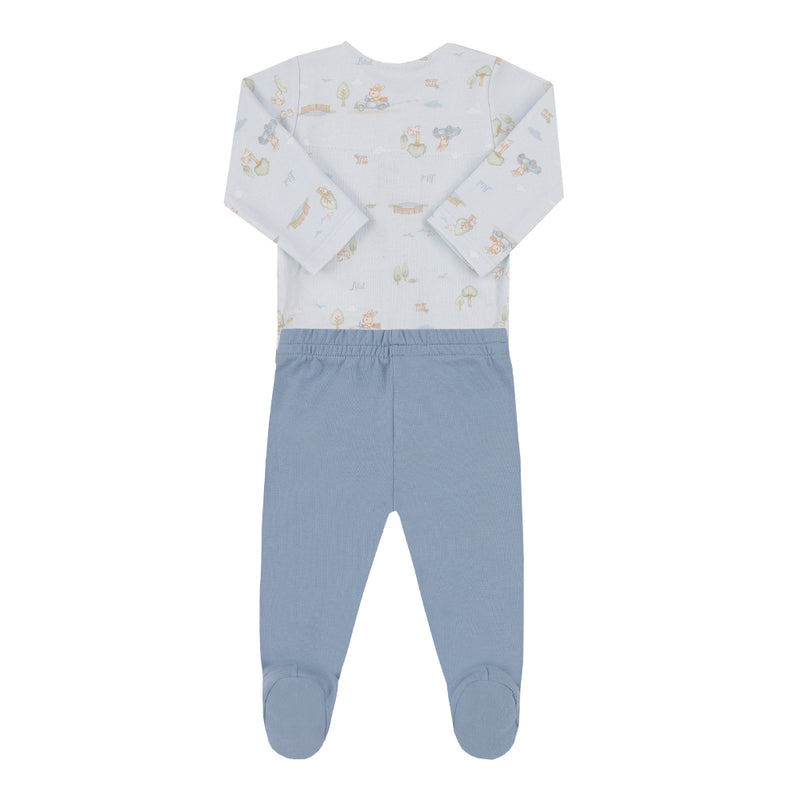 Conjunto Bebê Body Suedine Abertura Frontal e Calça com Pé Estampa Domingo no Bosque Letut - Image 5