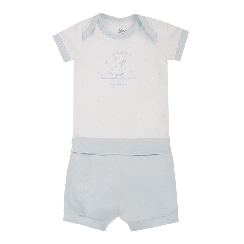 Conjunto Bebê Menino Body Manga Curta Bordado Frase e Shorts Cós Conforto Letut - Image 5