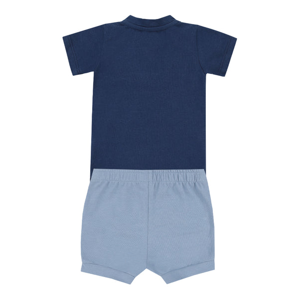 Conjunto Bebê Menino Body Botões Decorativos e Shorts com Cordão Letut