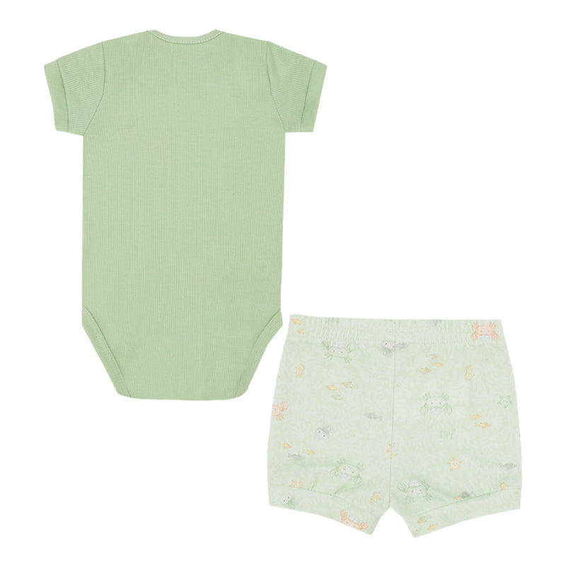 Conjunto Baby Masculino Body Bordado e Shorts Estampado Fundo do Mar Letut - Image 2