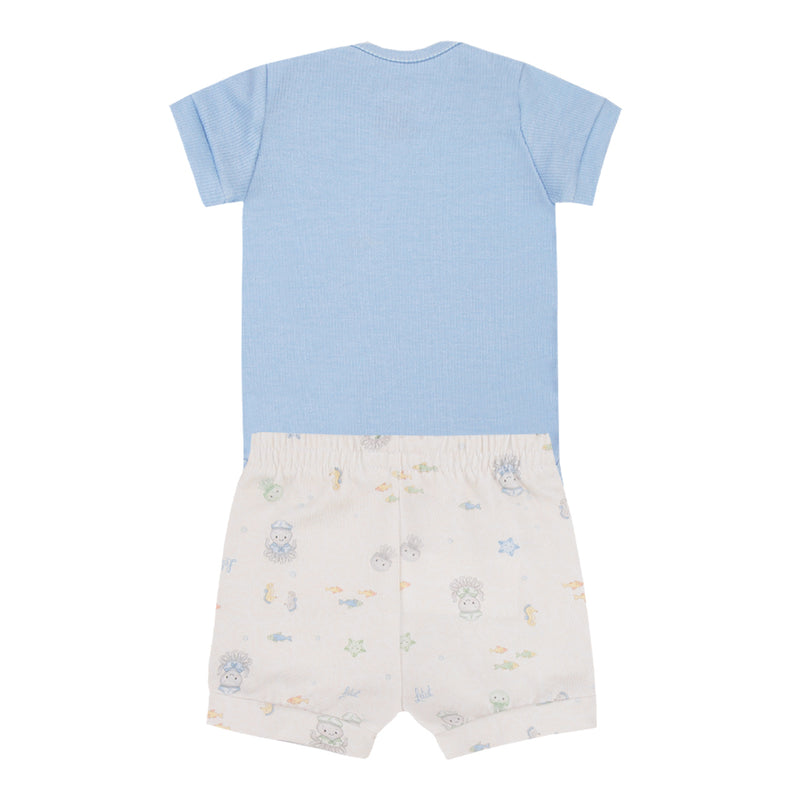 Conjunto Baby Masculino Body Bordado e Shorts Estampado Fundo do Mar Letut - Image 5
