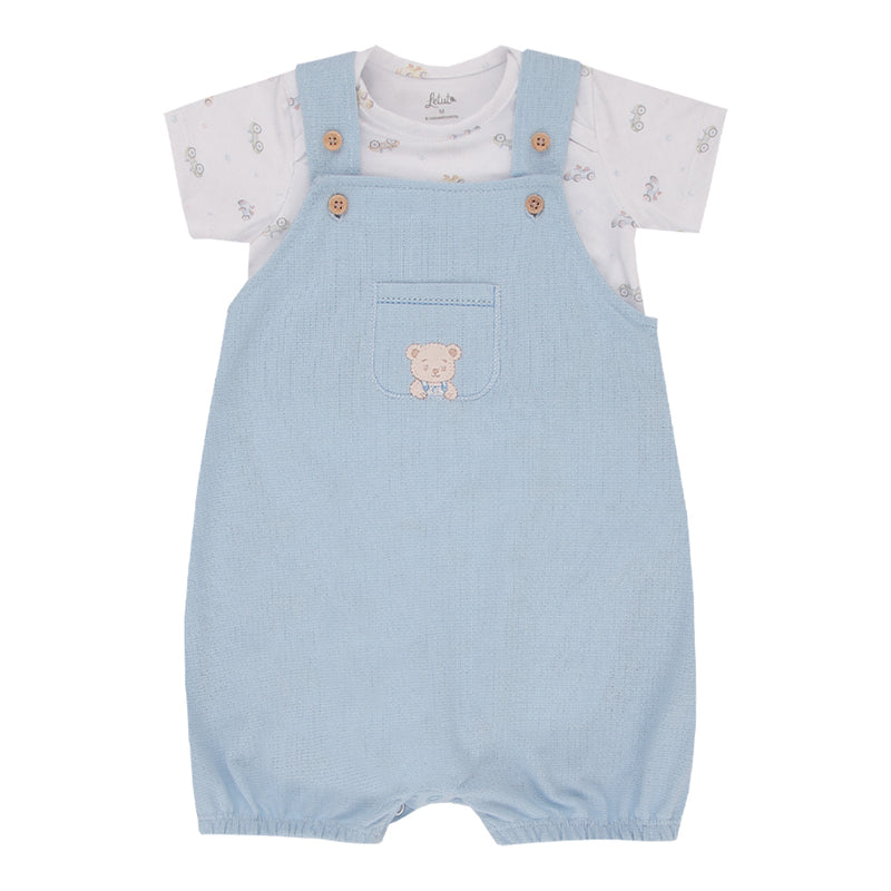 Conjunto Baby Masculino Body Estampado e Jardineira Bordada Letut - Image 2