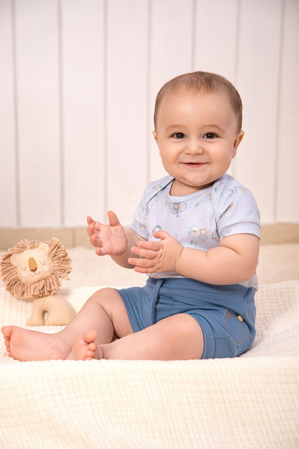 Conjunto Baby Masculino Body Estampado e Shorts com Bolso Decorativo Letut