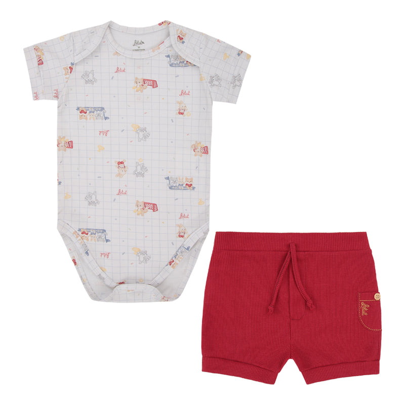 Conjunto Baby Masculino Body Estampado e Shorts com Bolso Decorativo Letut - Image 5