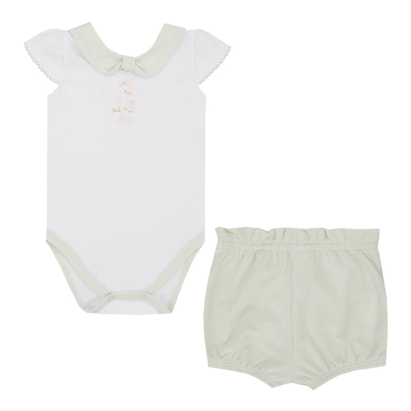 Conjunto Baby Feminino Body Bordado Gola Arredondada e Shorts Cós Clochard Letut - Image 5