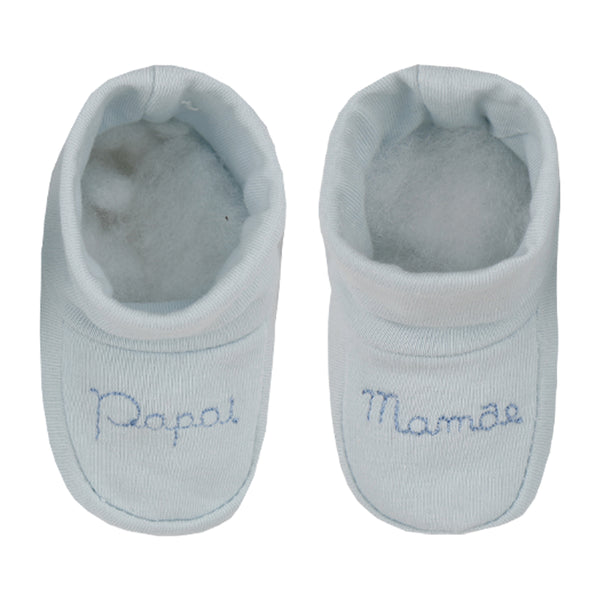 Pantufa Bebê Malha Conforto com Punho Dobrável e Bordado Papai e Mamãe