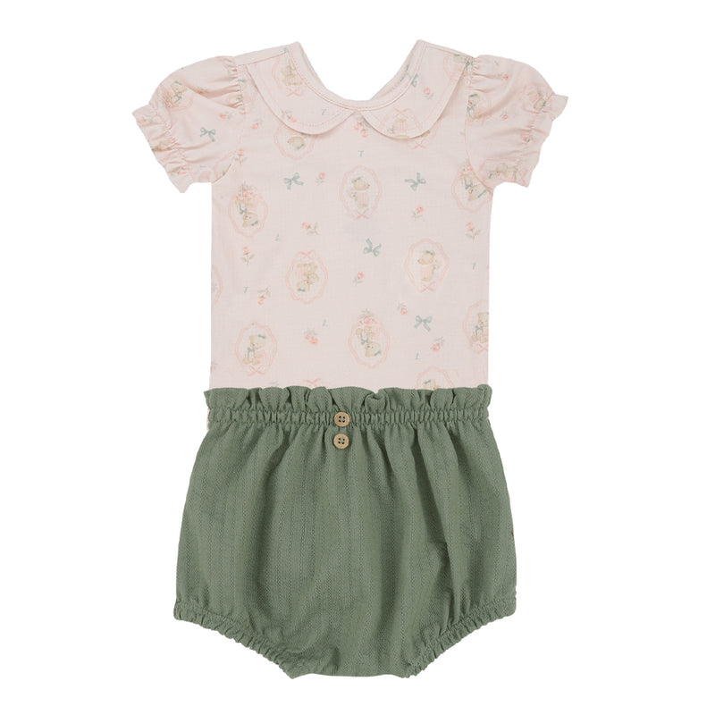 Conjunto Bebê Feminino Malha Conforto com Shorts Clochard Tricô e Manga Bufante - Image 5