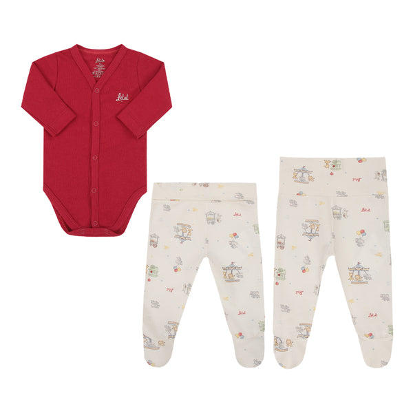 Conjunto Bebê Prematuro Suedine com Calça Pezinho Integrado e Botão de Pressão