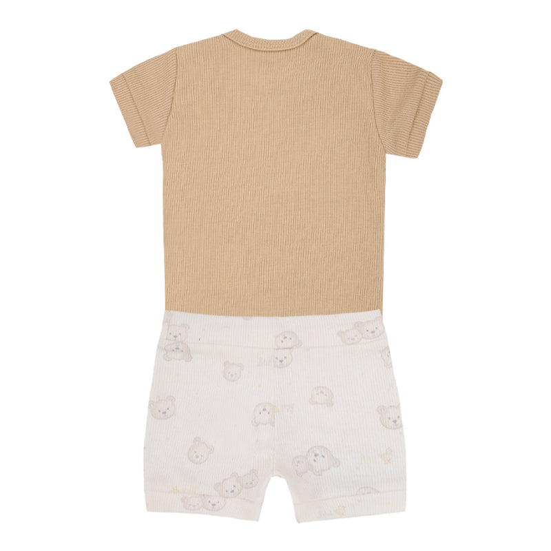 Conjunto Bebê Unissex Body Canelado com Shorts Estampado Letut - Image 5