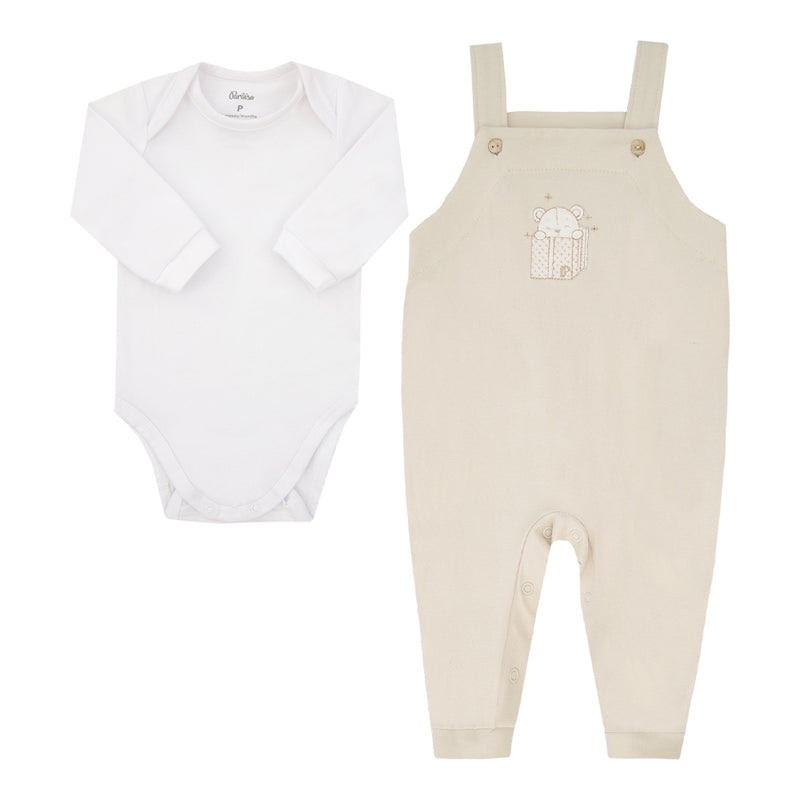 Conjunto Bebê Body Manga Longa e Jardineira Bordada com Alças Reguláveis Paraiso - Image 2