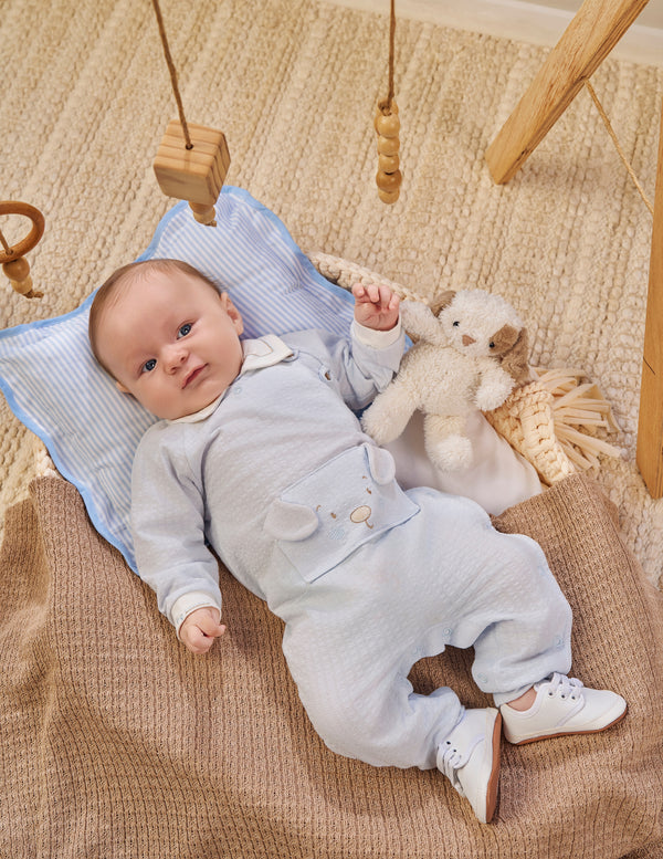Macacão Longo Bebê Masculino Linha Filhotes com Bolso de Bichinho e Orelhinhas Aplicadas Paraíso