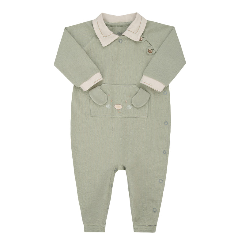Macacão Longo Bebê Masculino Linha Filhotes com Bolso de Bichinho e Orelhinhas Aplicadas Paraíso - Image 5