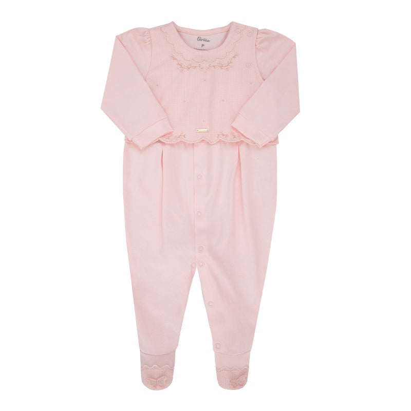 Macacão Longo Bebê Feminino com Bordado Floral Exclusivo e Borboleta 3D Paraíso - Image 5