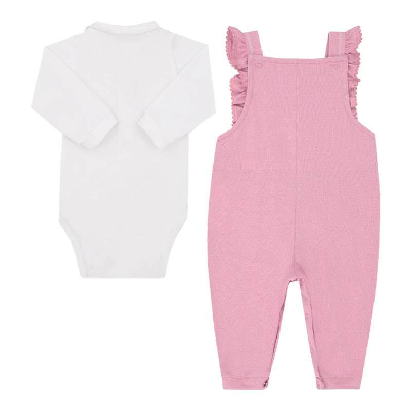 Conjunto Jardineira Bebê Feminino com Bordado Exclusivo e Body Manga Longa Paraíso - Image 5
