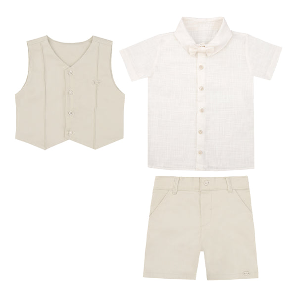 Conjunto Masculino Cerimônia Camisa, Colete e Shorts Paraiso