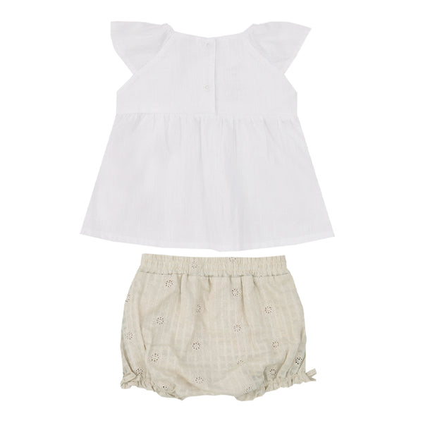 Conjunto Bata Bordada com Shorts em Lese Paraíso