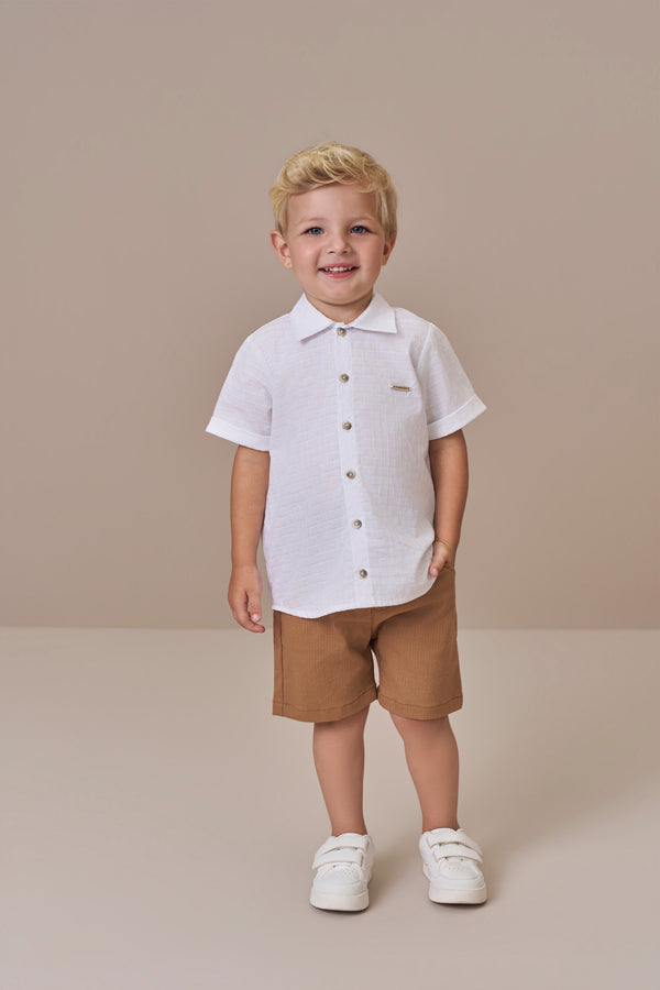 Conjunto Masculino Camisa Tricoline com Shorts Bengaline Paraiso