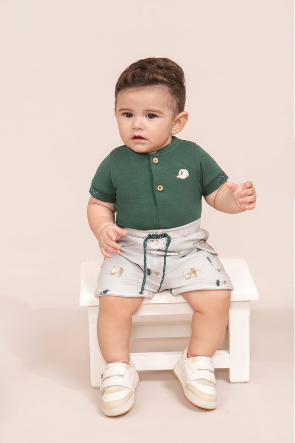 Conjunto Masculino Body com Shorts Estampado Golfe Paraiso
