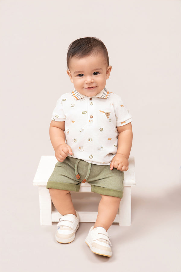Conjunto Masculino Camiseta Gola Polo com Shorts Paraiso