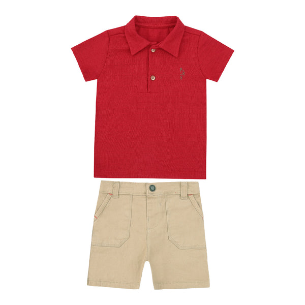 Conjunto Masculino Camiseta Gola Polo com Shorts Paraiso