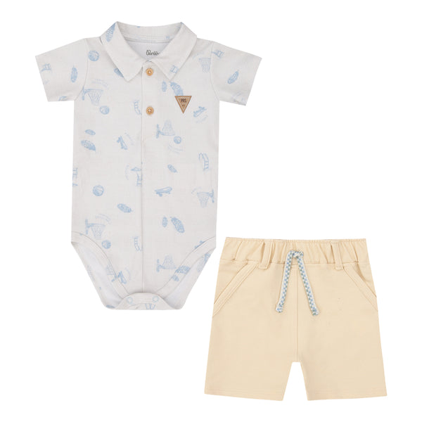 Conjunto Masculino Body Estampado com Shorts Paraiso