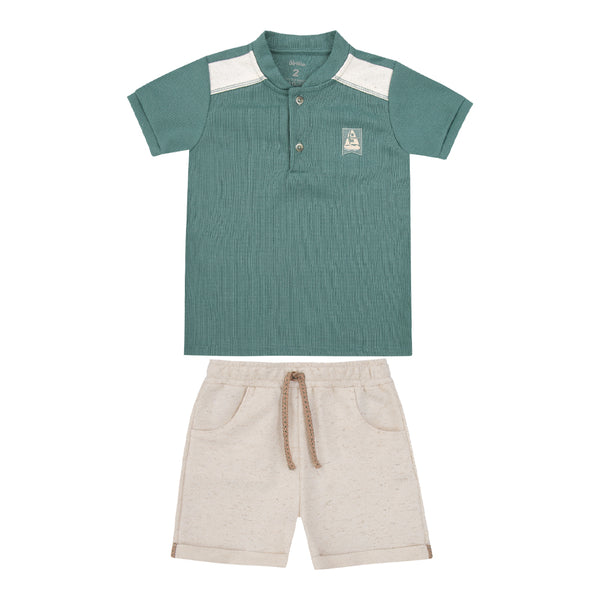 Conjunto Masculino Camisa Náutica com Shorts Moletom Paraiso