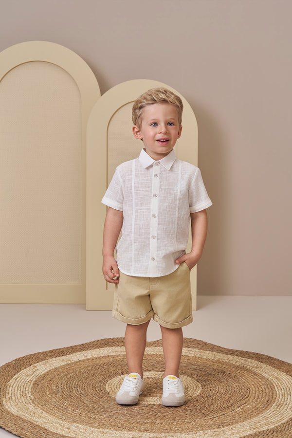 Conjunto Masculino Camisa Social com Shorts Sarja Paraiso + Yasmin Castilho