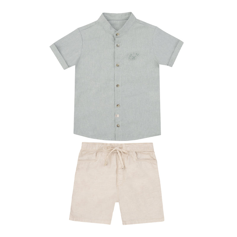 Conjunto Masculino Camisa Gola Padre com Shorts em Linho Paraiso + Yasmin Castilho - Image 5