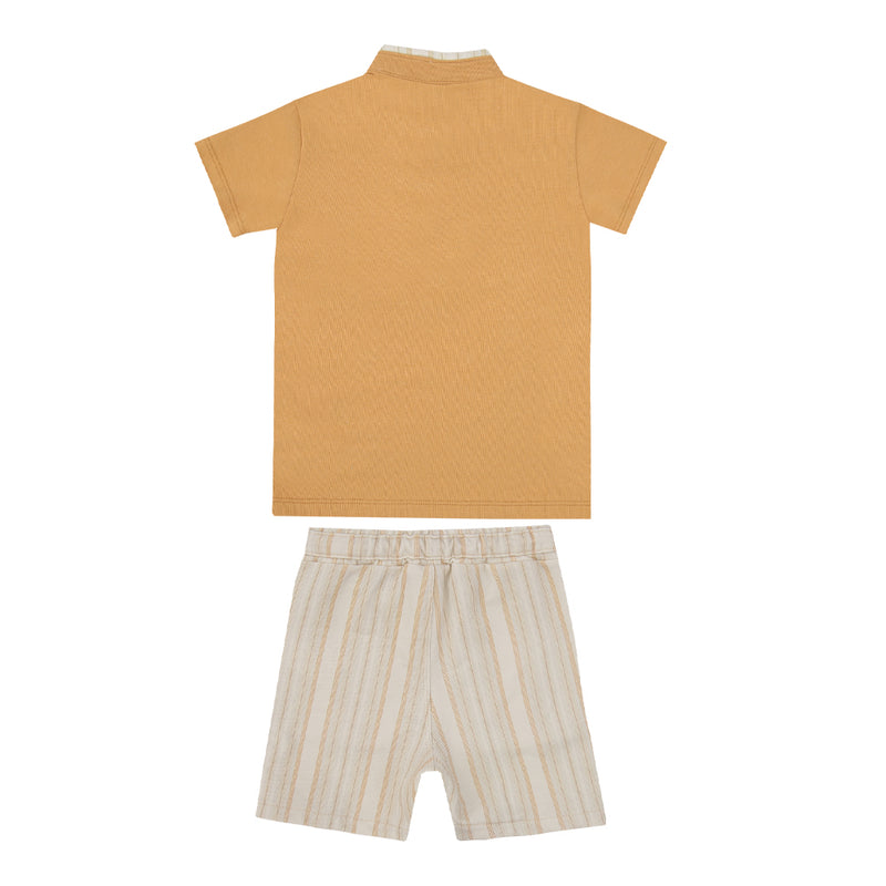 Conjunto Masculino Camisa Gola Padre com Shorts Listrado Paraiso - Image 5