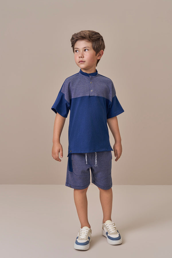 Conjunto Masculino Camiseta Bicolor com Shorts Paraiso