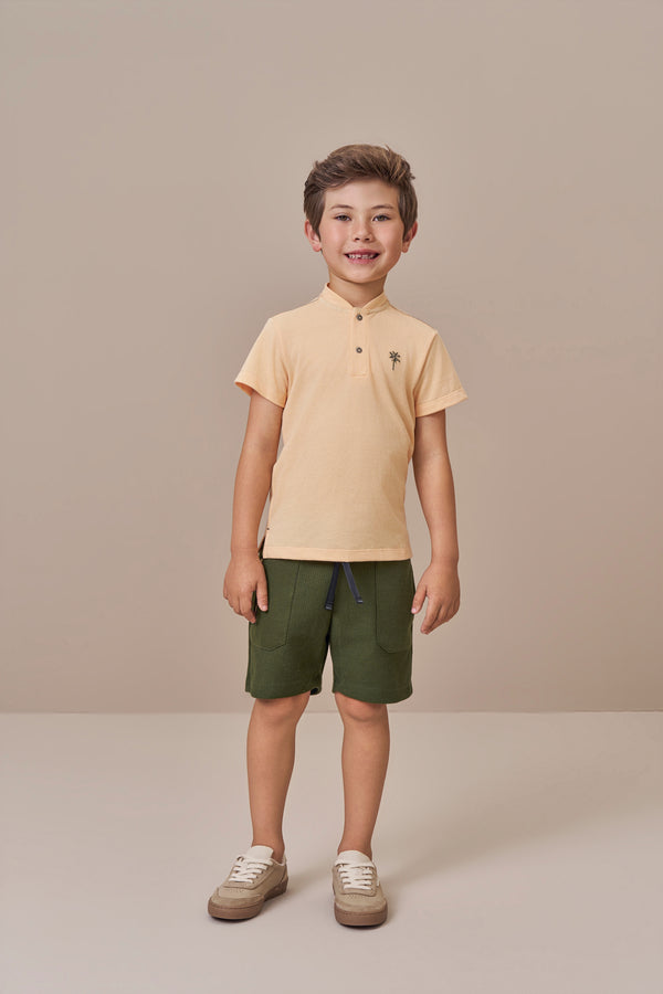 Conjunto Masculino Camisa Bordado Palmeira com Shorts Paraiso