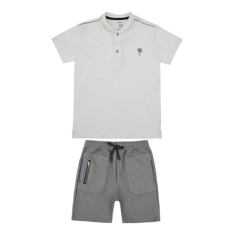 Conjunto Masculino Camisa Bordado Palmeira com Shorts Paraiso - Image 5