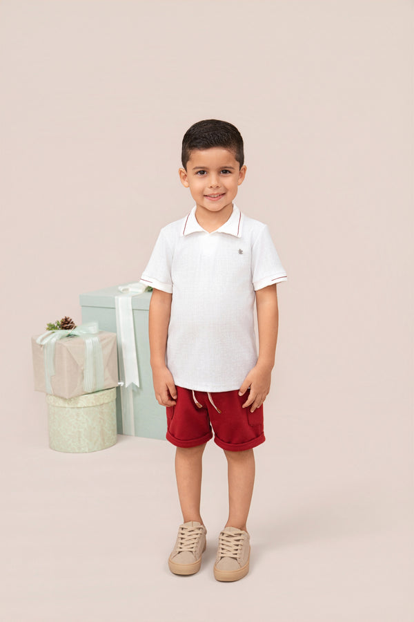 Conjunto Masculino Camisa Polo Gola V com Shorts Paraiso