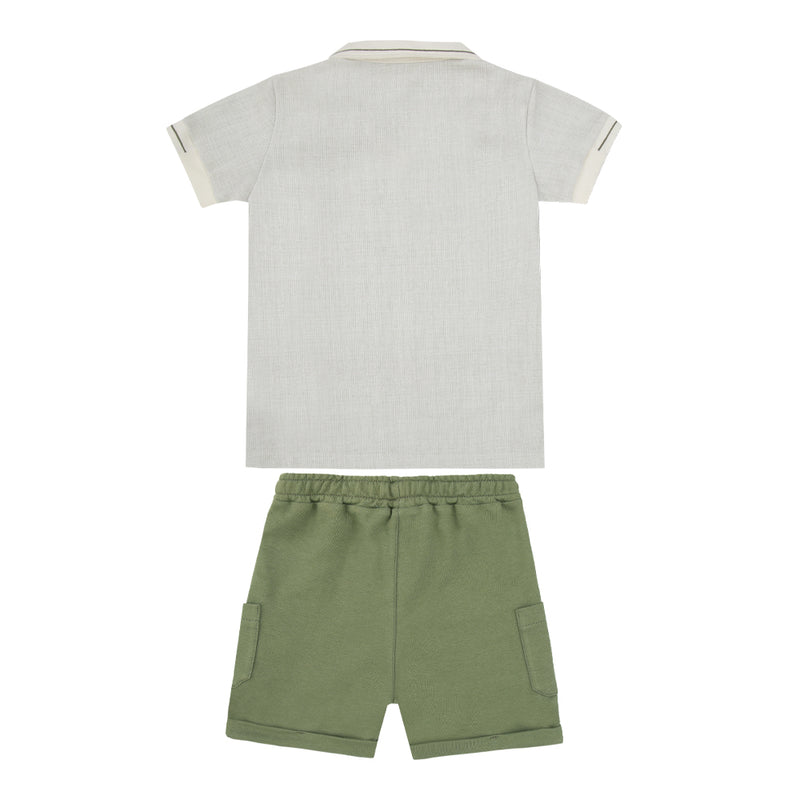 Conjunto Masculino Camisa Polo Gola V com Shorts Paraiso - Image 5