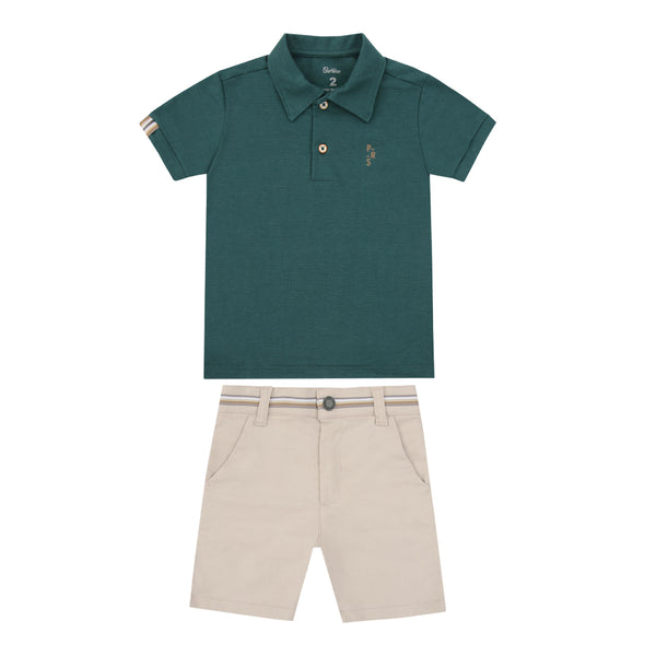 Conjunto Masculino Camiseta Gola Polo com Shorts Paraiso