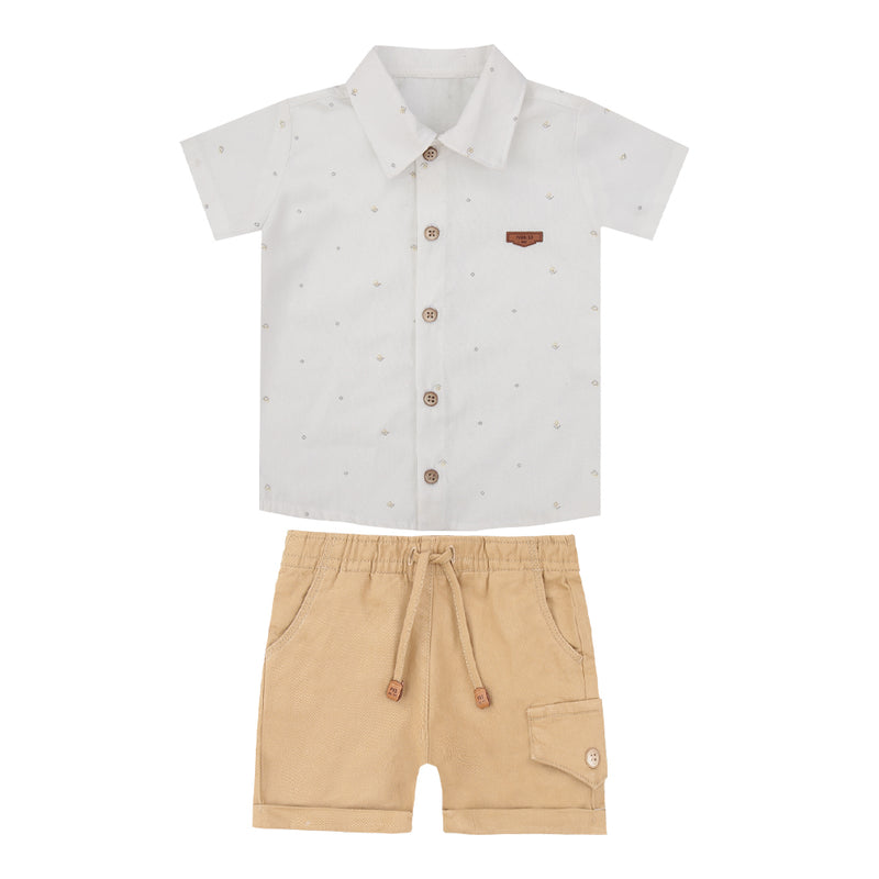 Conjunto Infantil Masculino Camisa Silk Estampada com Shorts e Bolsos - Image 5