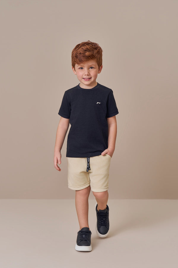 Conjunto Masculino Camiseta Estampada com Shorts Piquet Suedine Paraiso