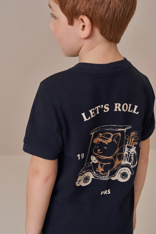 Conjunto Masculino Camiseta Estampada com Shorts Piquet Suedine Paraiso